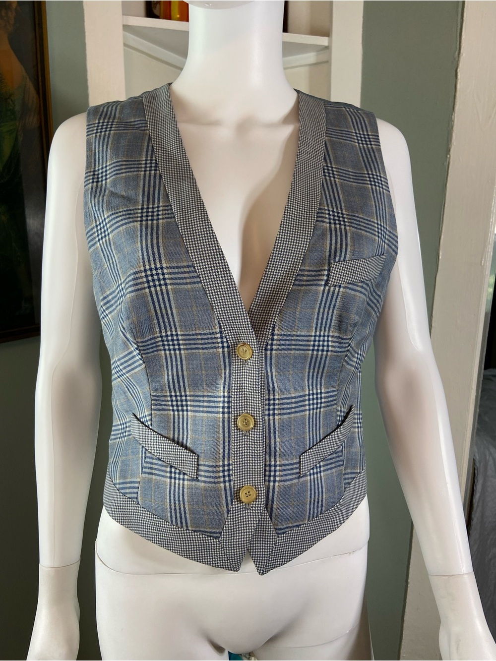 Vintage Alexander McQueen 2005 Plaid Waistcoat Women's Vest Top Blouse Menswear